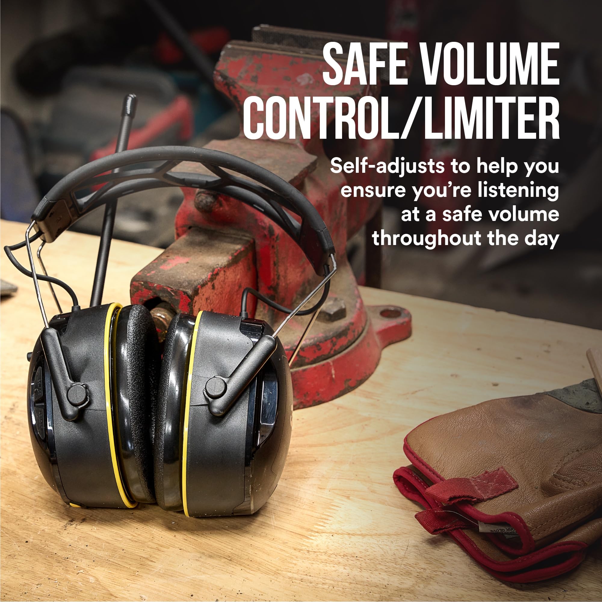 3M WorkTunes earcup detail highlighting gel cushion for comfortable seal and noise reduction