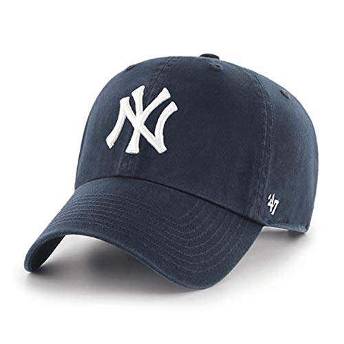 47 brand navy cap front with raised Yankees logo showing clean team branding and style