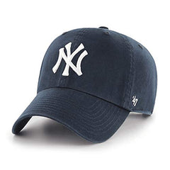 47 brand navy cap front with raised Yankees logo showing clean team branding and style