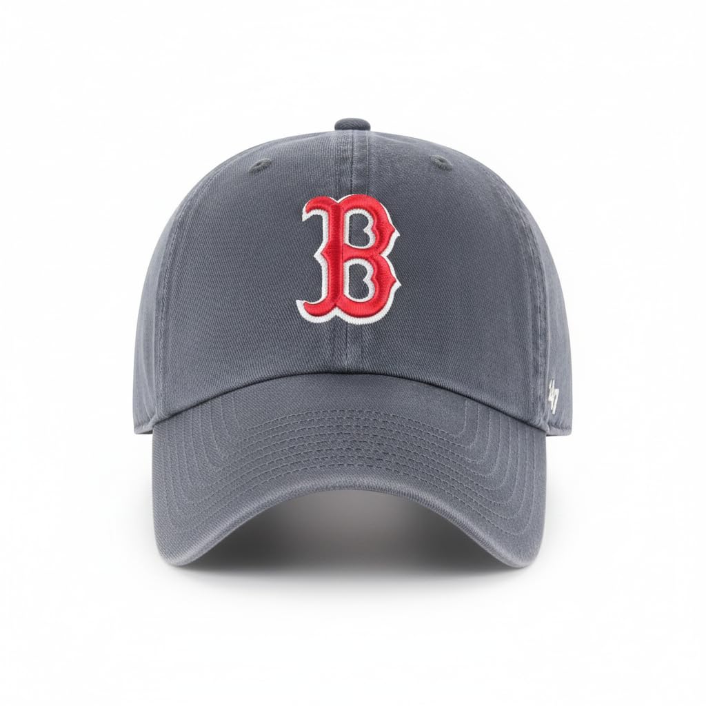 47 Brand Boston Red Sox close-up of stitched logo and fabric texture for durability