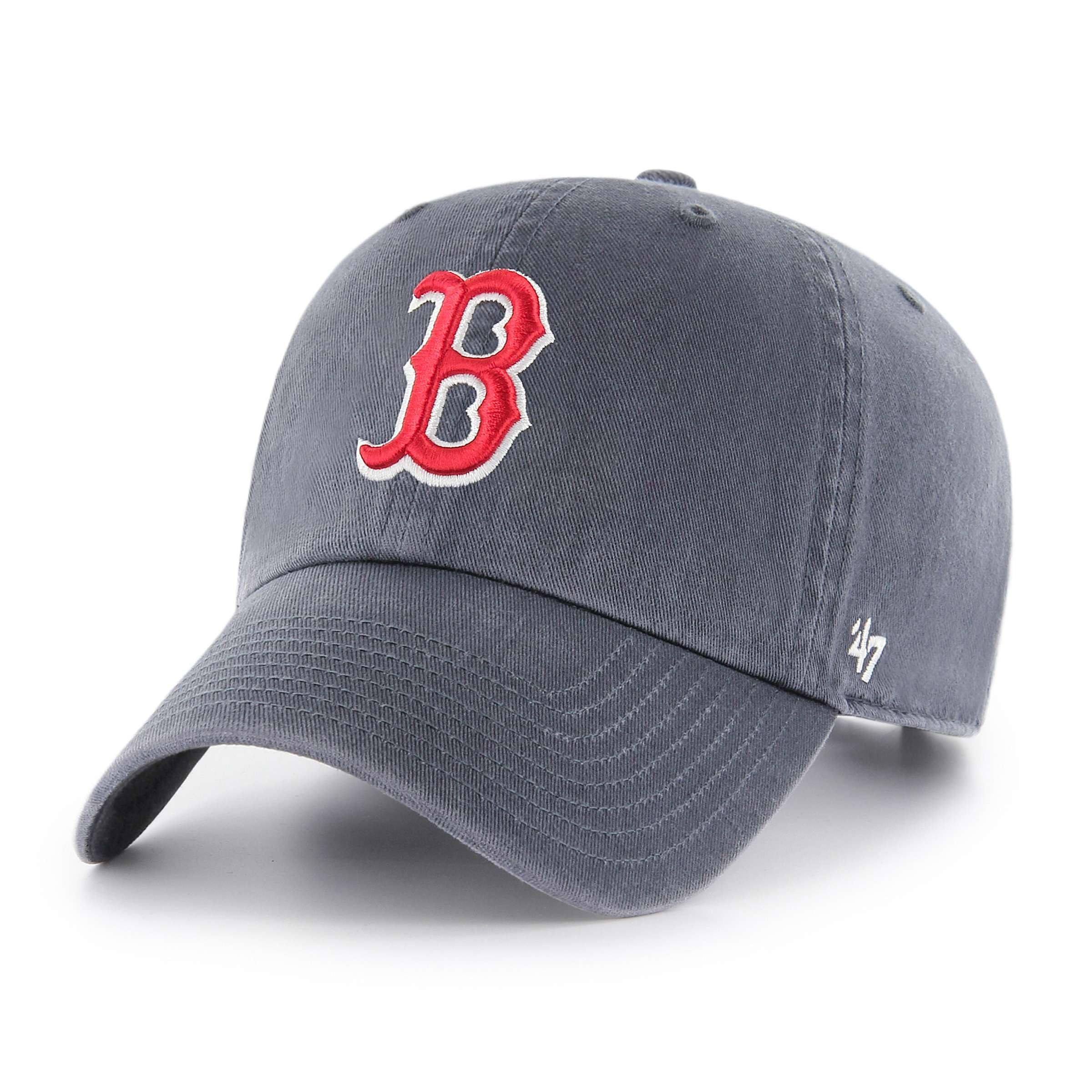 47 Brand Boston Red Sox front view showing embroidered logo and vintage navy color for team pride