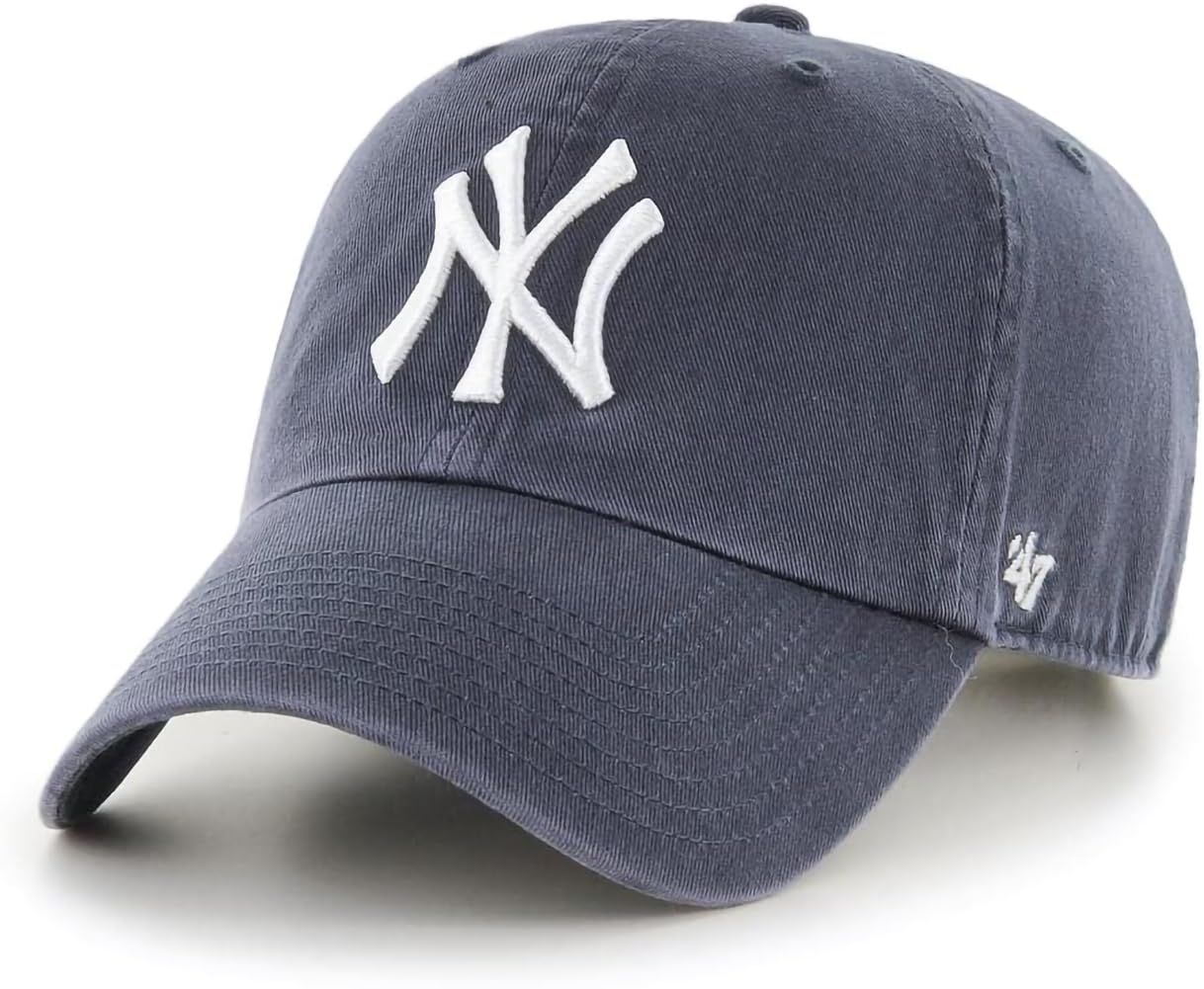 47 Brand Yankees front view showing embroidered logo and vintage navy style for team pride