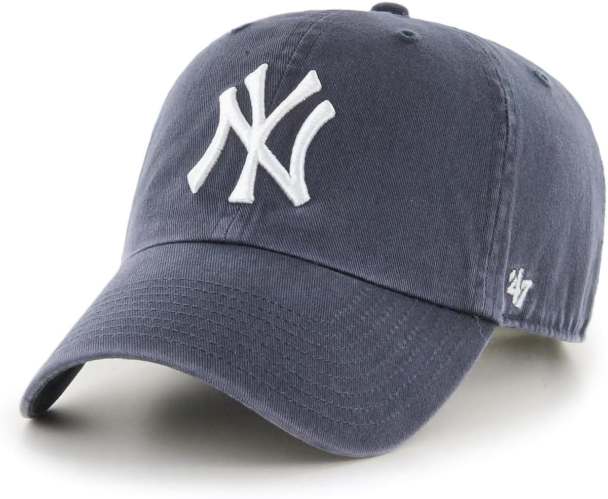 47 Brand Yankees front view showing embroidered logo and vintage navy style for team pride