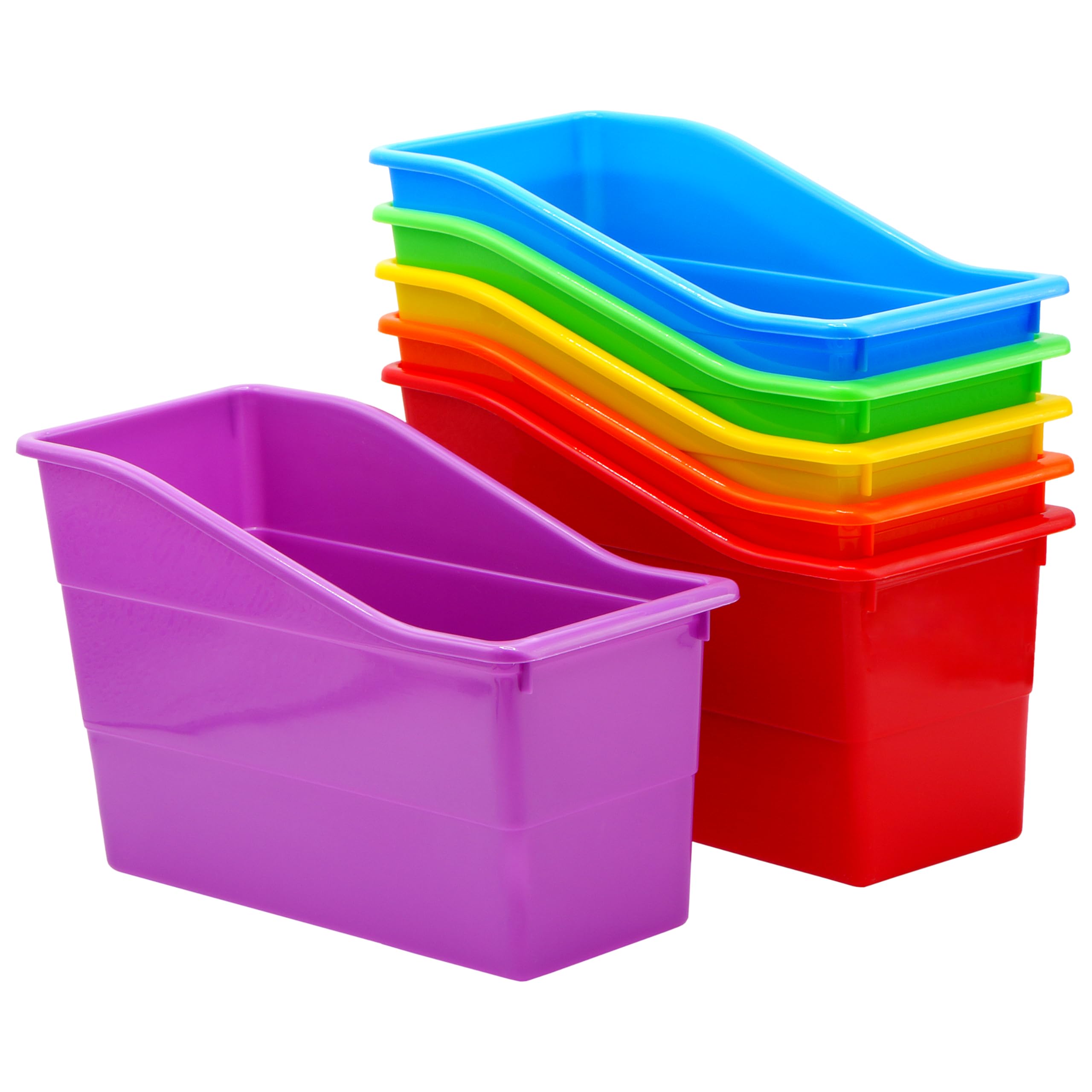4E's Novelty front view of six rainbow bins showing organization benefit