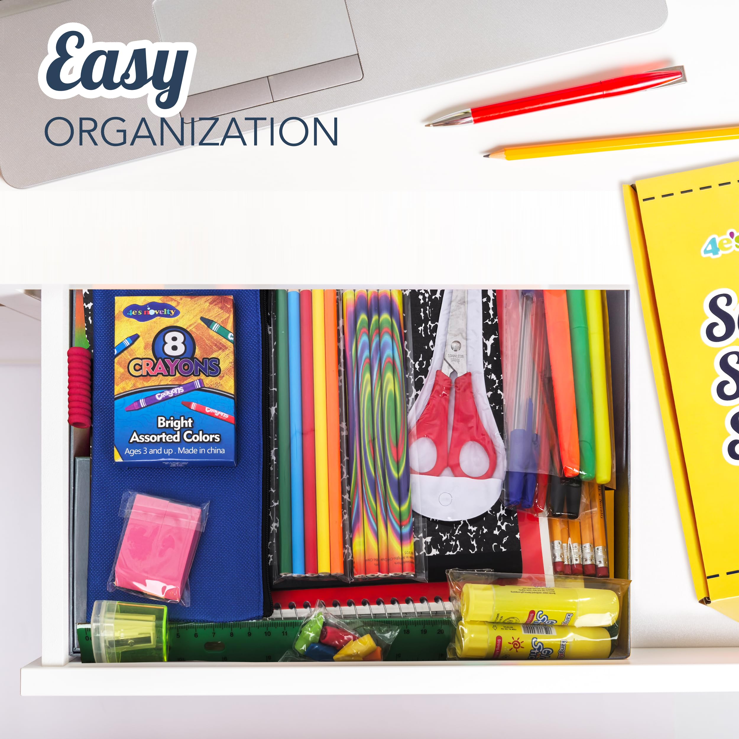 4E's Novelty kit placed in backpack illustrating convenience for school mornings