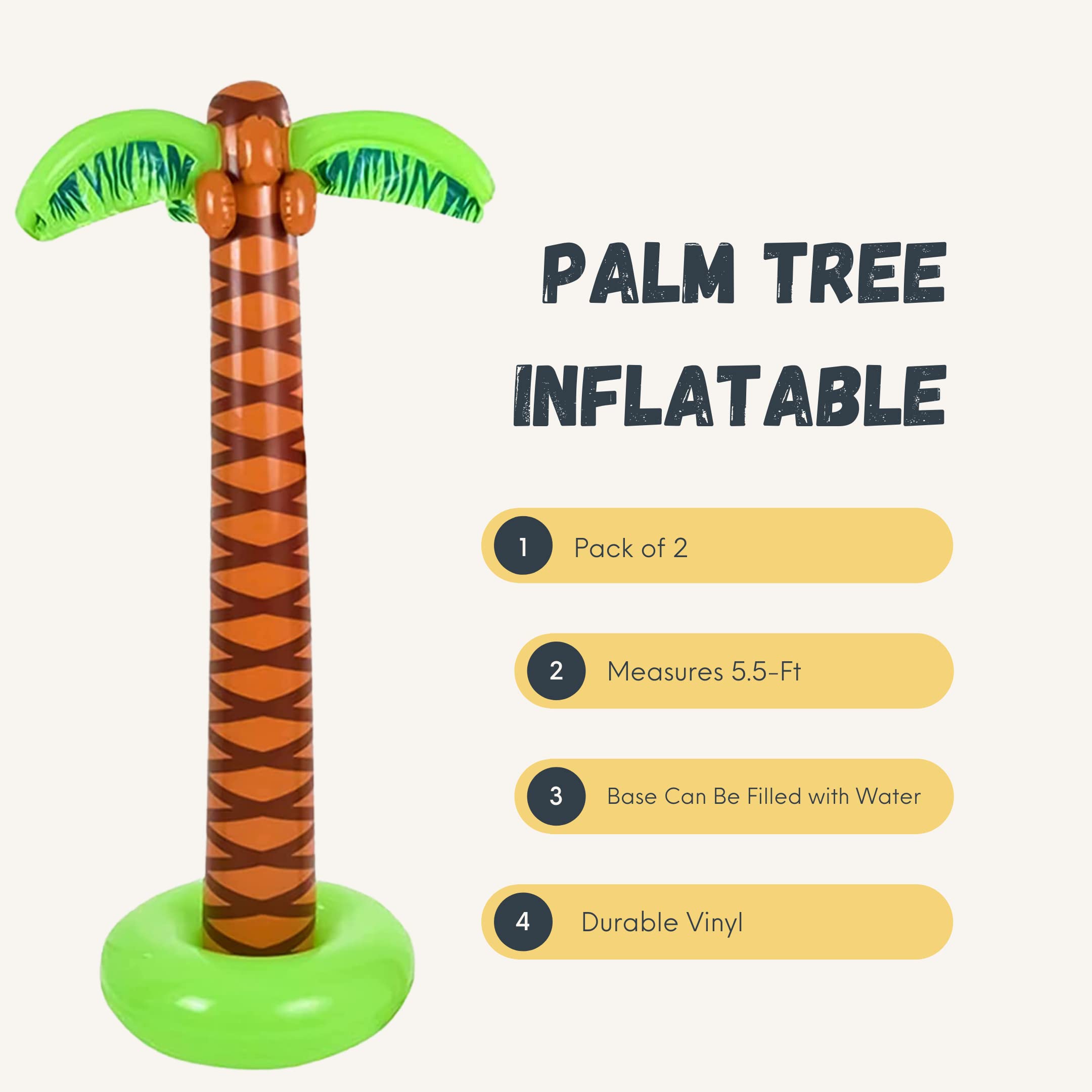 4E's Novelty palm tree beside person to show 6ft scale and visual impact