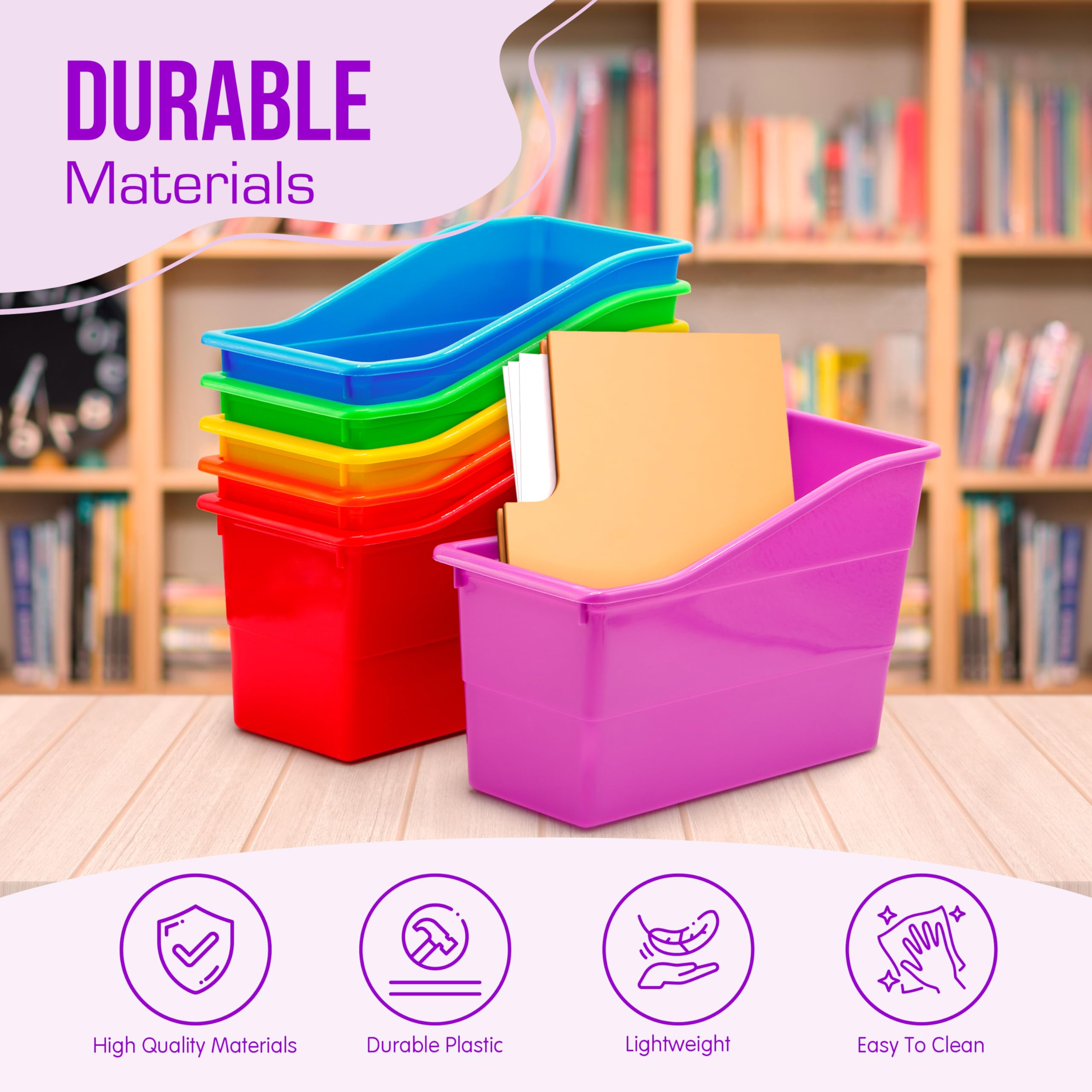 4E's Novelty bin beside ruler showing compact size and space-saving
