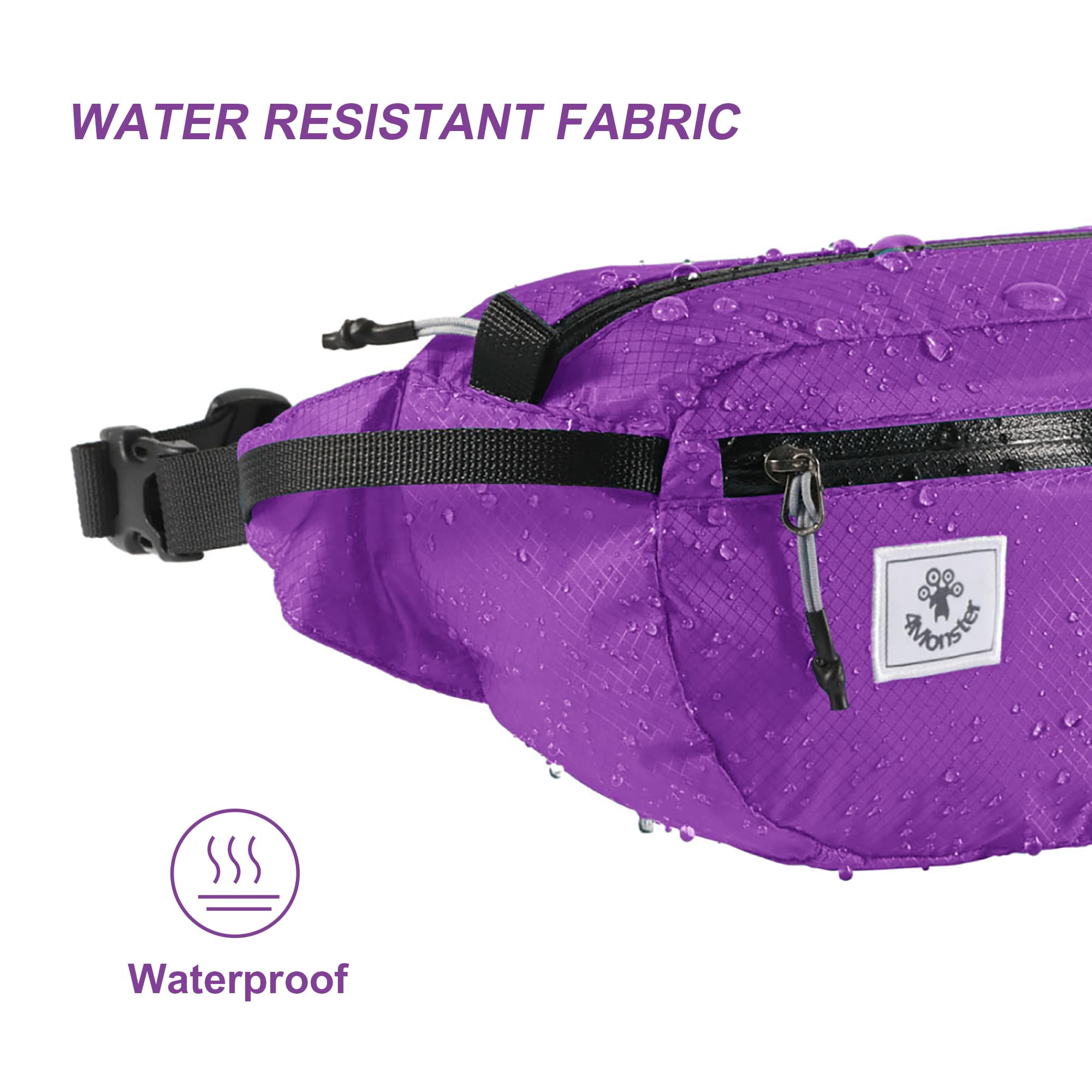 4Monster zipper detail highlighting water-resistant closure to protect essentials