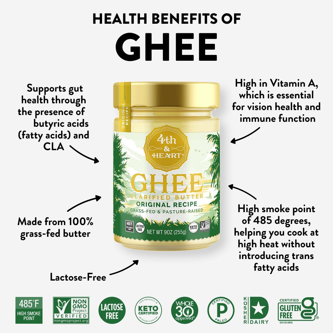 4th & Heart ghee used to sear steak in skillet showing high-heat cooking benefit