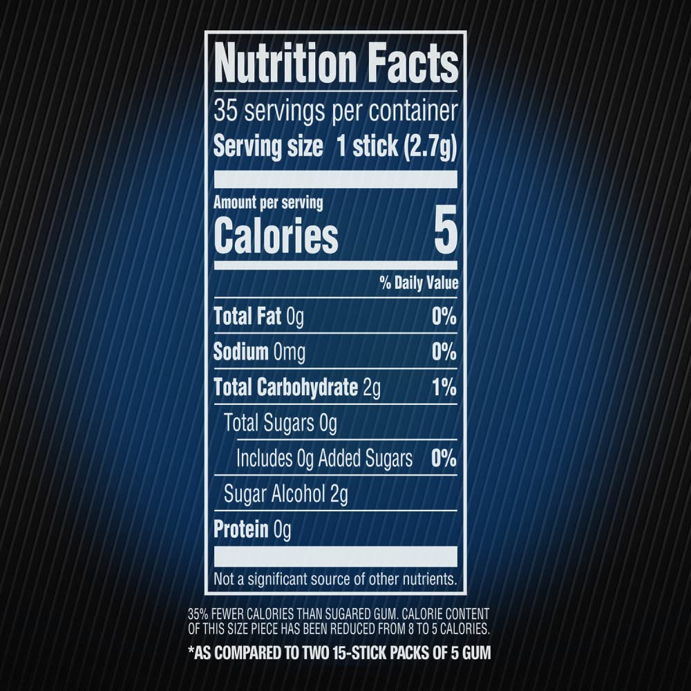 5 Gum Peppermint Cobalt open pack with 35 visible sticks highlighting ready access