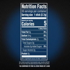 5 Gum Peppermint Cobalt open pack with 35 visible sticks highlighting ready access