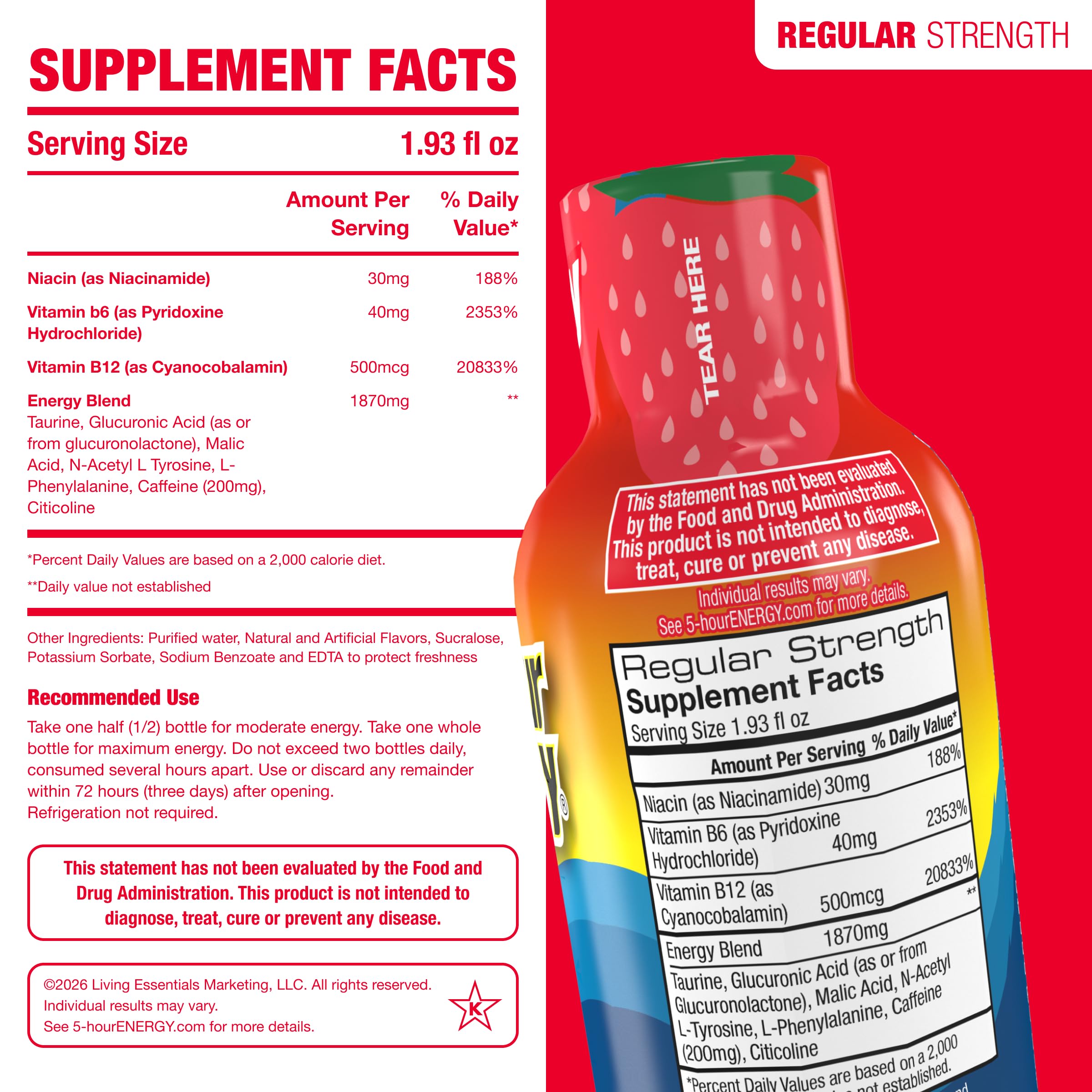 5-hour ENERGY single shot close-up highlighting berry color and quick use