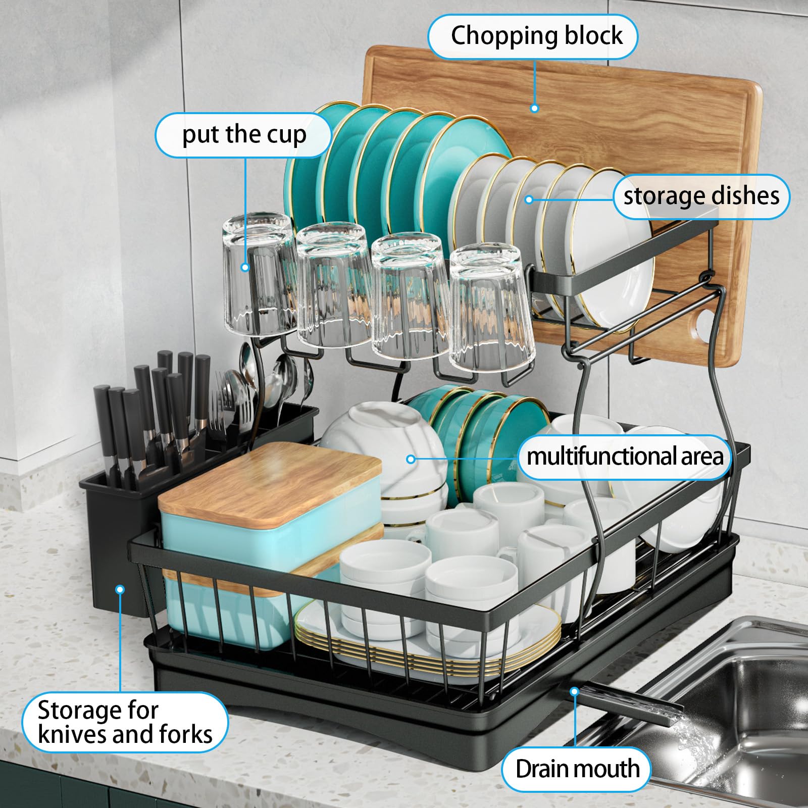 7 code assembled rack beside sink saving counter space and draining cleanly