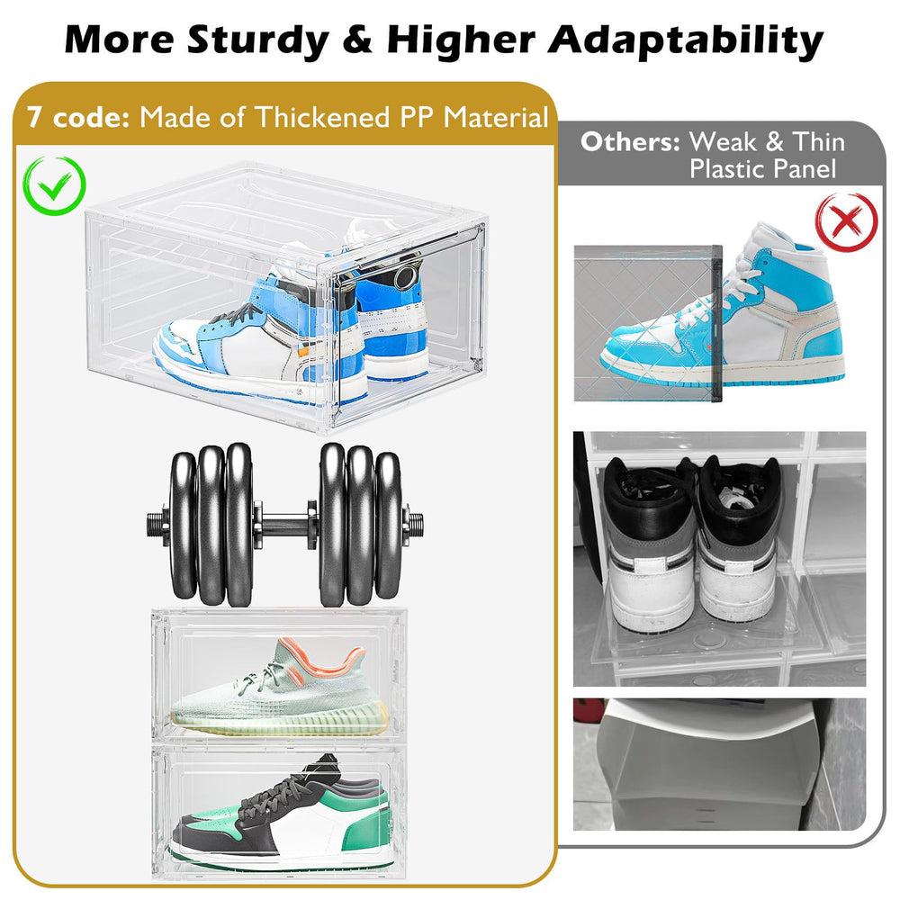 7 code box holding heels and sandals highlighting versatile footwear storage