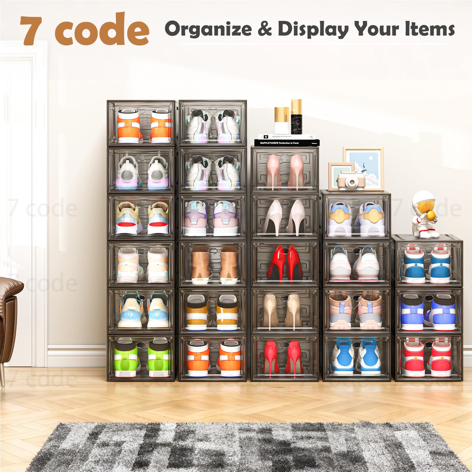 7 code lifestyle shot in bedroom showing neat storage and aesthetic benefit