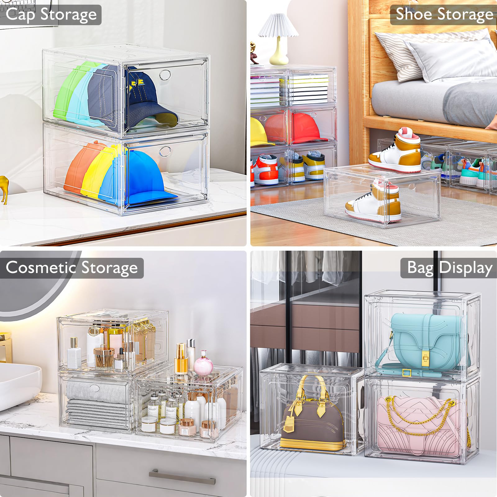 7 code organized closet with stacked boxes to maximize shelf space