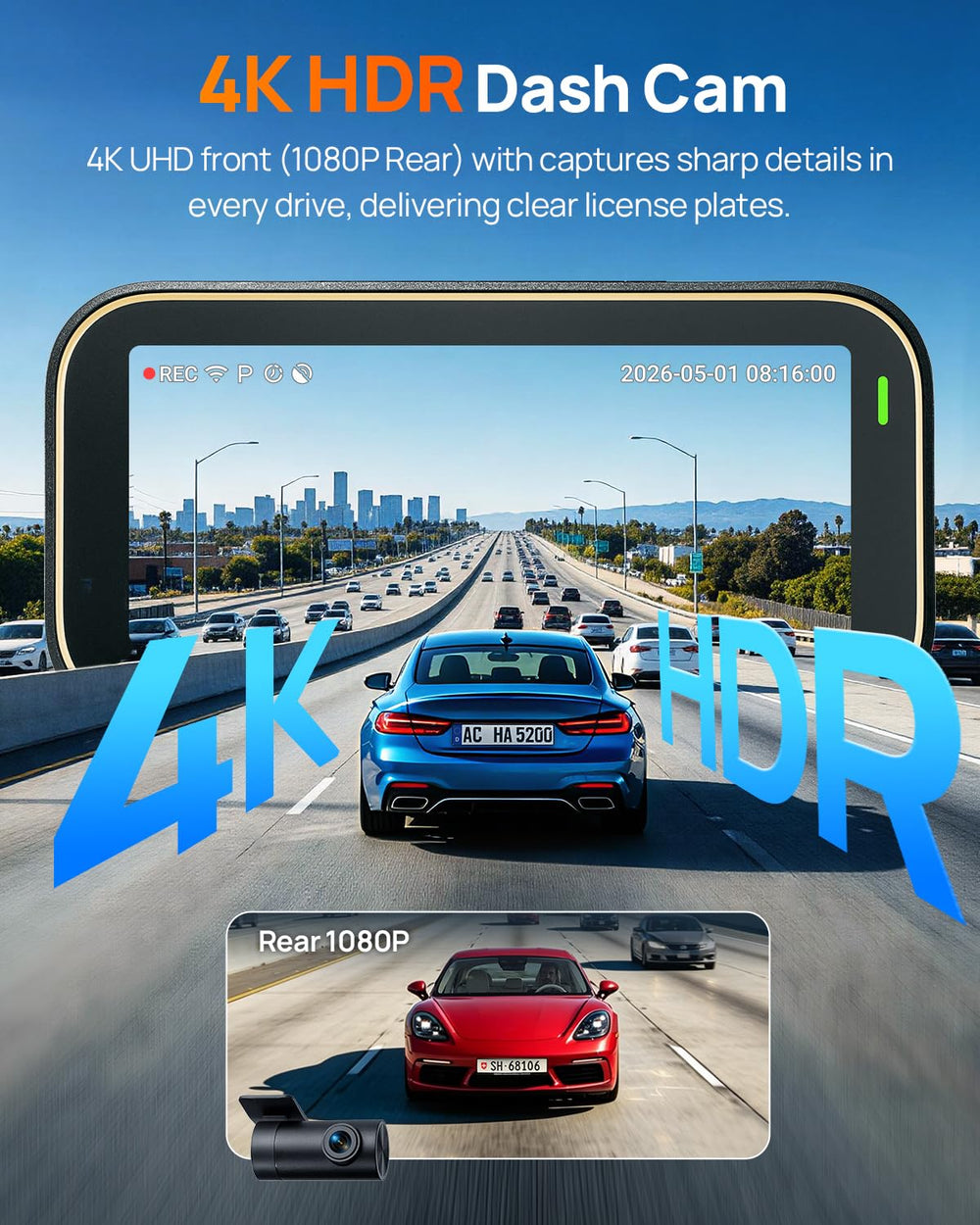 70mai A810 Lite rear camera closeup showing coverage and reduced blind spots