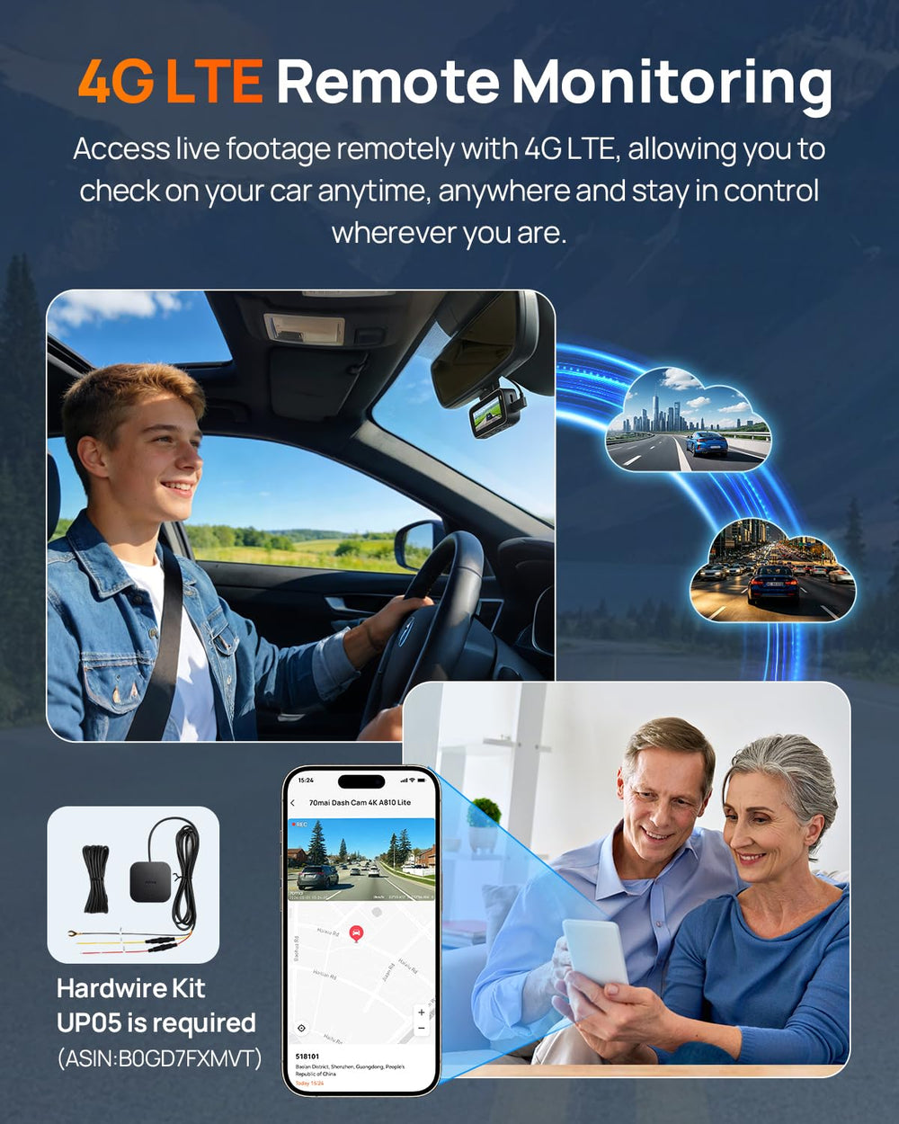 70mai A810 Lite phone app preview showing fast 5GHz Wi‑Fi transfers