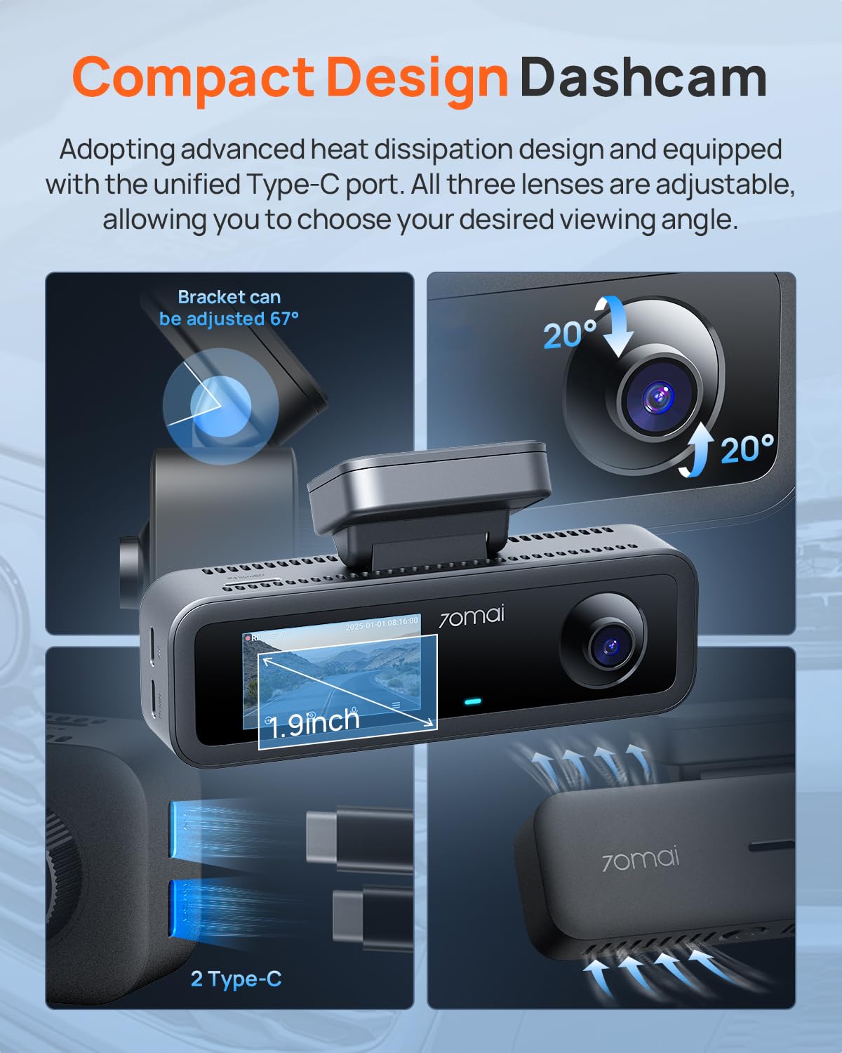 70mai T800E box contents with RC21 rear camera and 64GB SD card included benefit