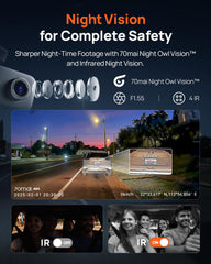 70mai T800E rear camera mounted on rear windshield for full vehicle coverage