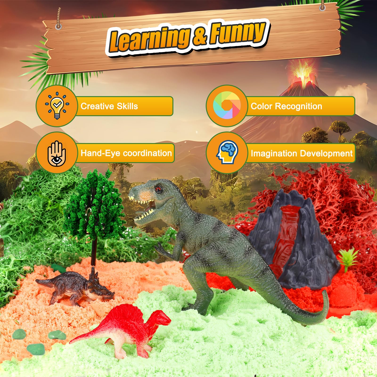 7july child arranging dinosaur figures encouraging fine motor skills