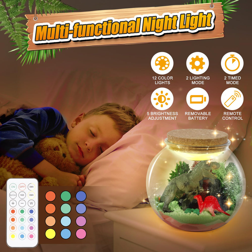 7july LED night light glowing inside terrarium for calming ambiance