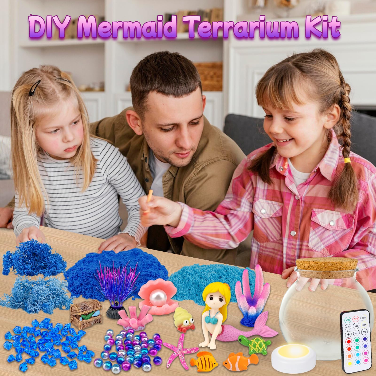 7july mermaid figurines and colorful decorations close-up for imaginative play