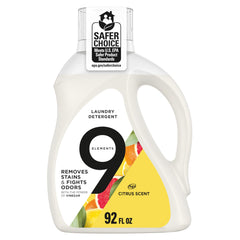 9 Elements front bottle showing citrus scent and clean results benefit