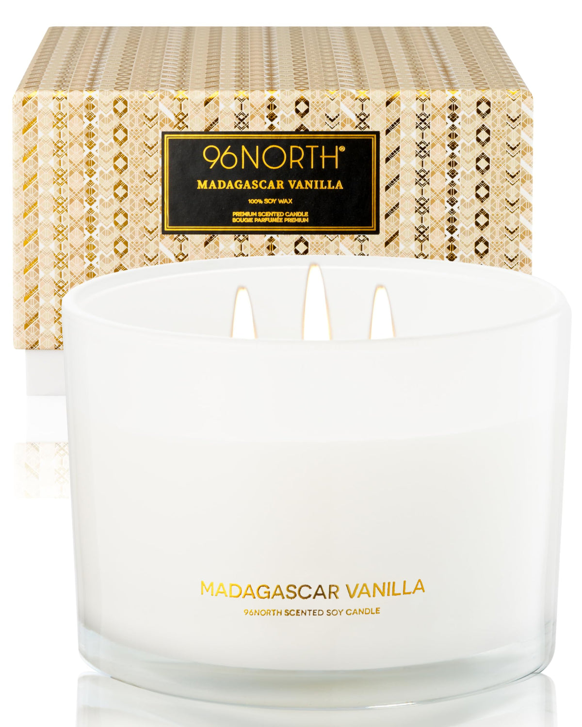 96NORTH front packaging jar candle showing elegant label and decorative glass for stylish display