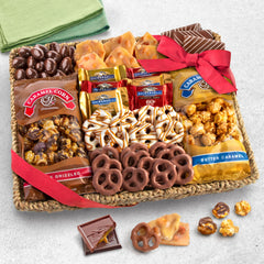 A Gift Inside pretzels and peanut brittle detail showing crunchy variety and taste appeal