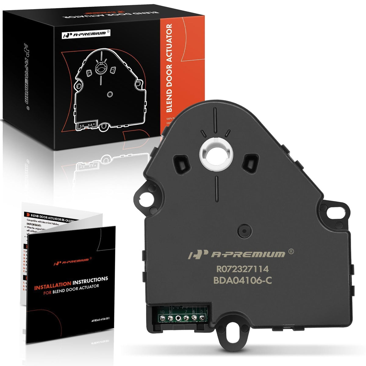 A-Premium blend door actuator front view showing clean housing and fitment benefit