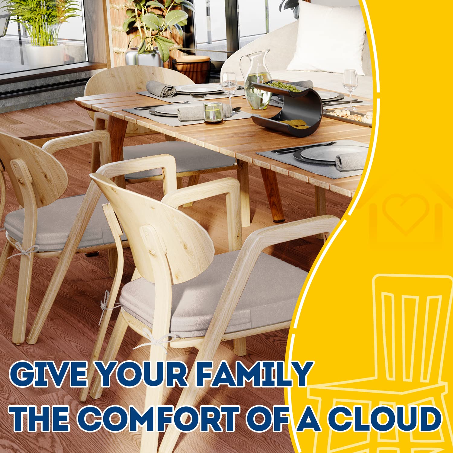 AAAAAcessories set of four cushions placed on dining chairs for coordinated look