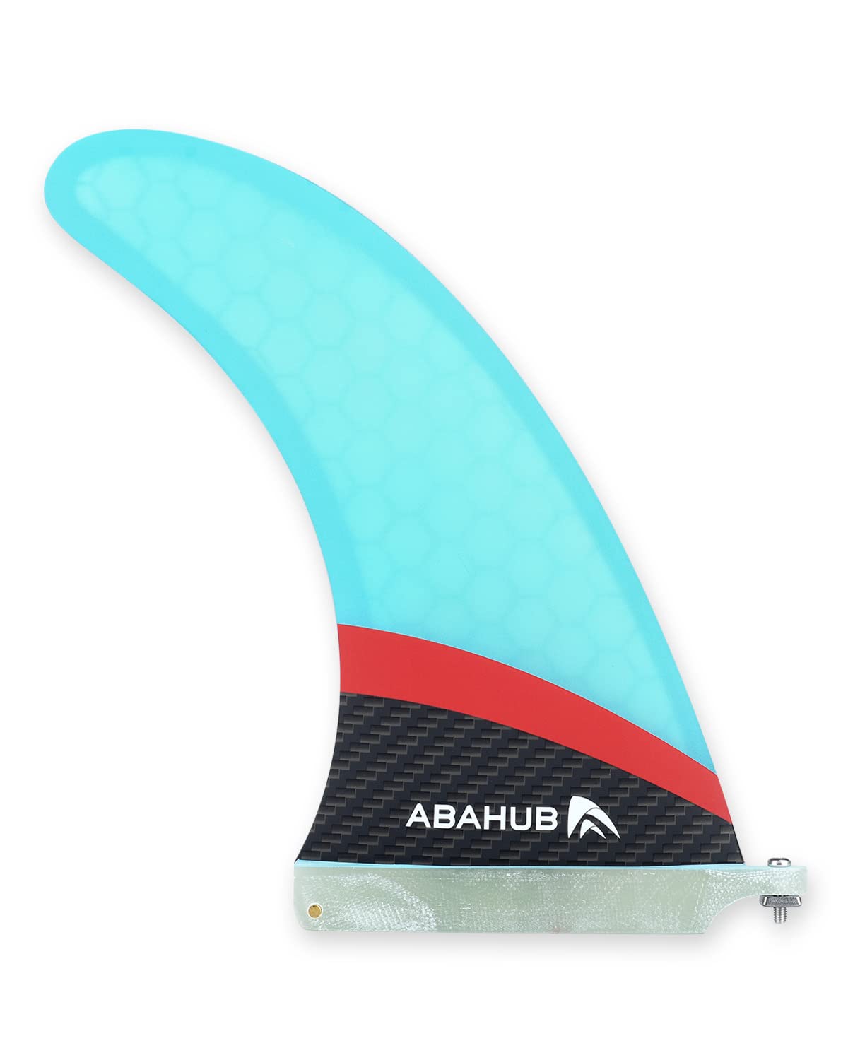 Abahub front view of blue 10 inch fin showing shape and flow benefit