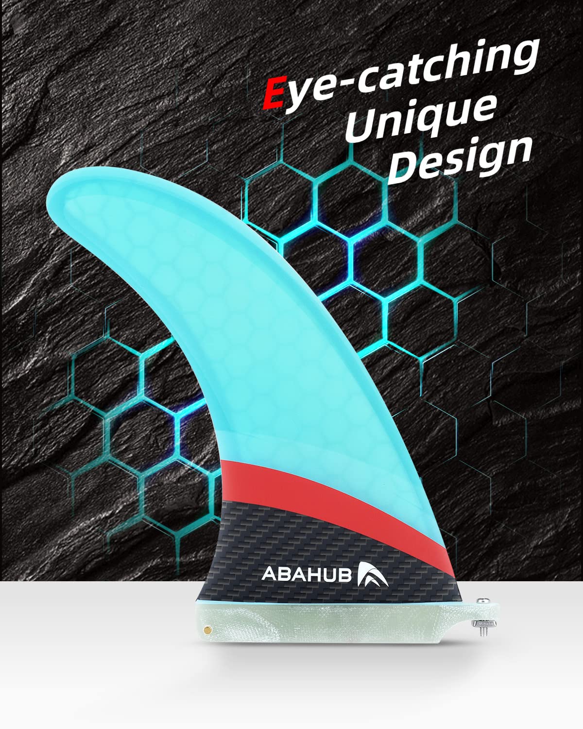 Abahub fin installed on SUP demonstrating better tracking and control