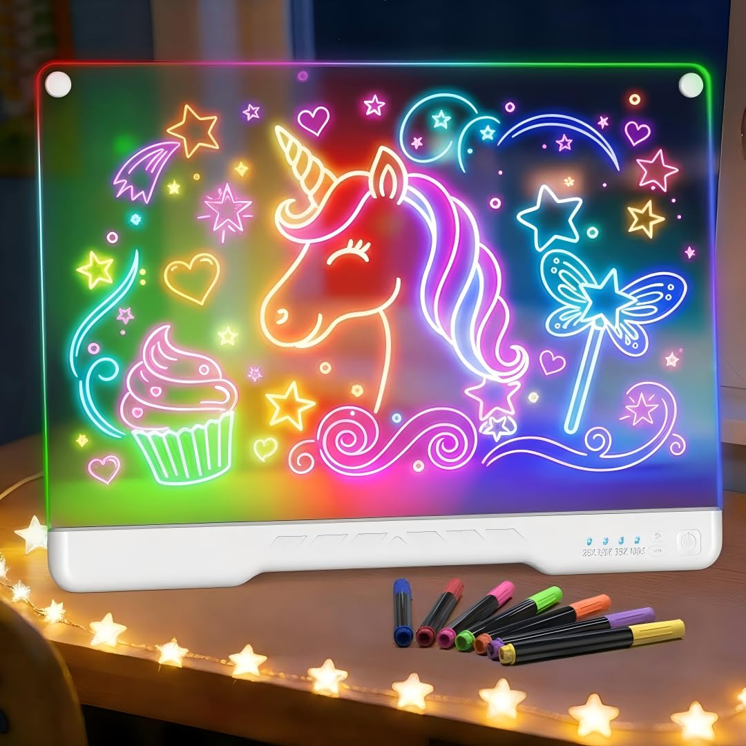 ABCOOL front view showing 17-inch illuminated drawing board, clear display benefit