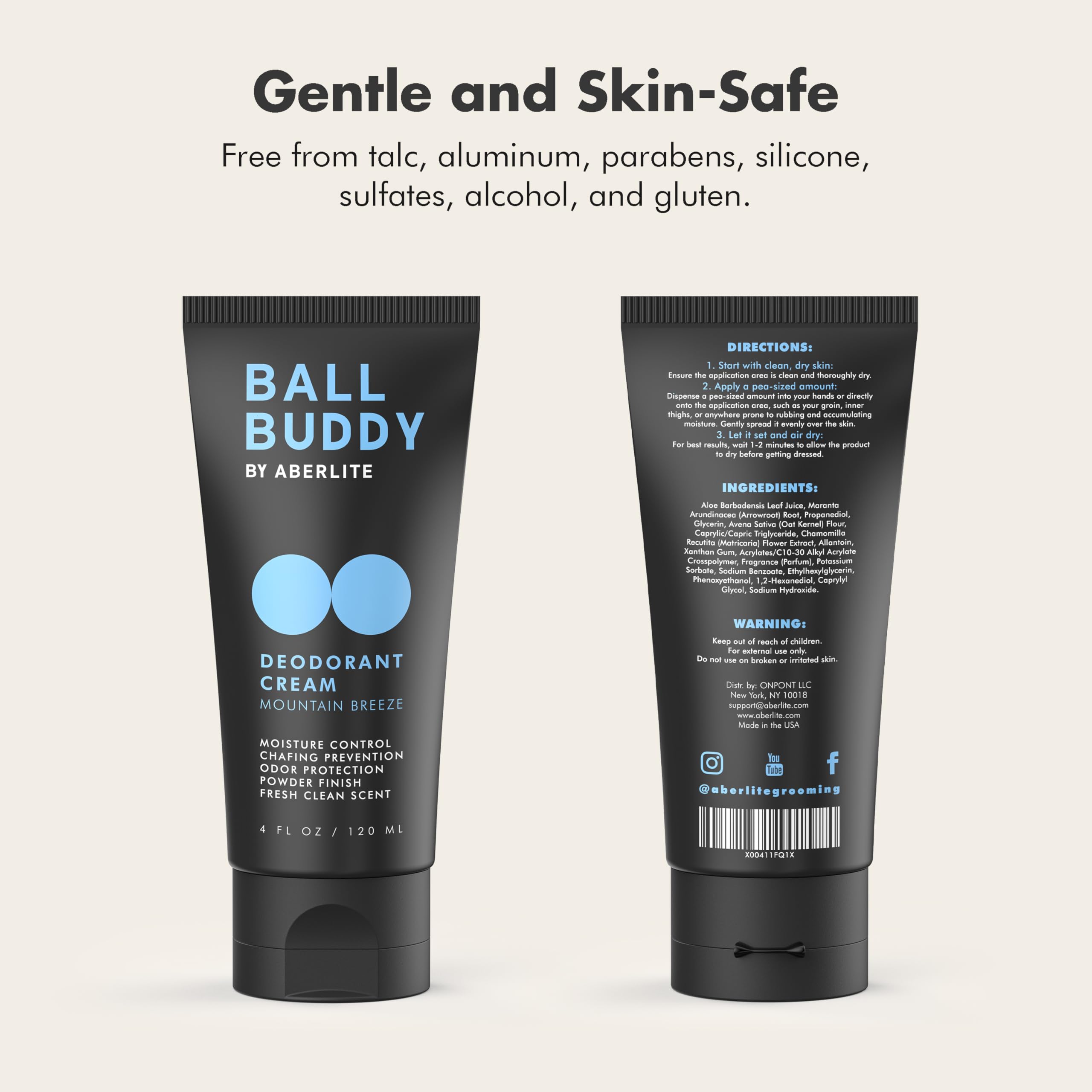 Aberlite Ball Buddy cream texture close-up demonstrating quick-drying finish