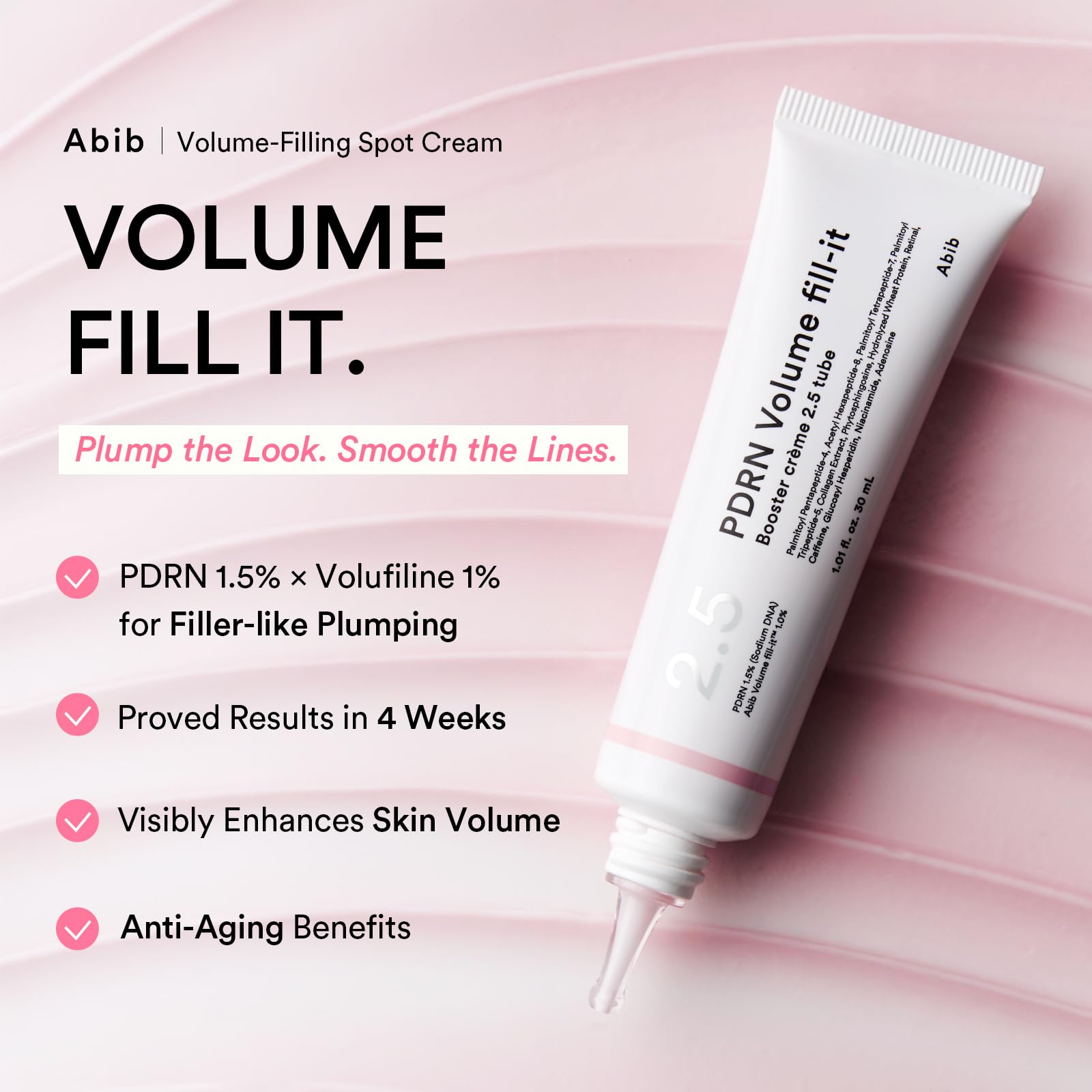 Abib close-up texture of pink emulsion showing quick absorption benefit
