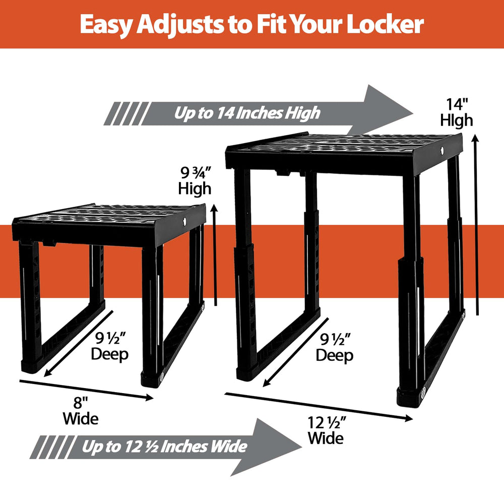 ABLinox side profile demonstrating adjustable width fitted inside a metal locker for versatility