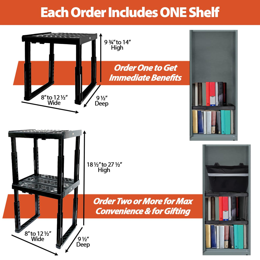 ABLinox two shelves stacked to create tiers, offering extra storage and stable stacking