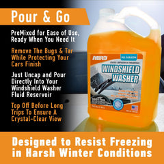 ABRO pouring into washer reservoir demonstrating easy refill convenience