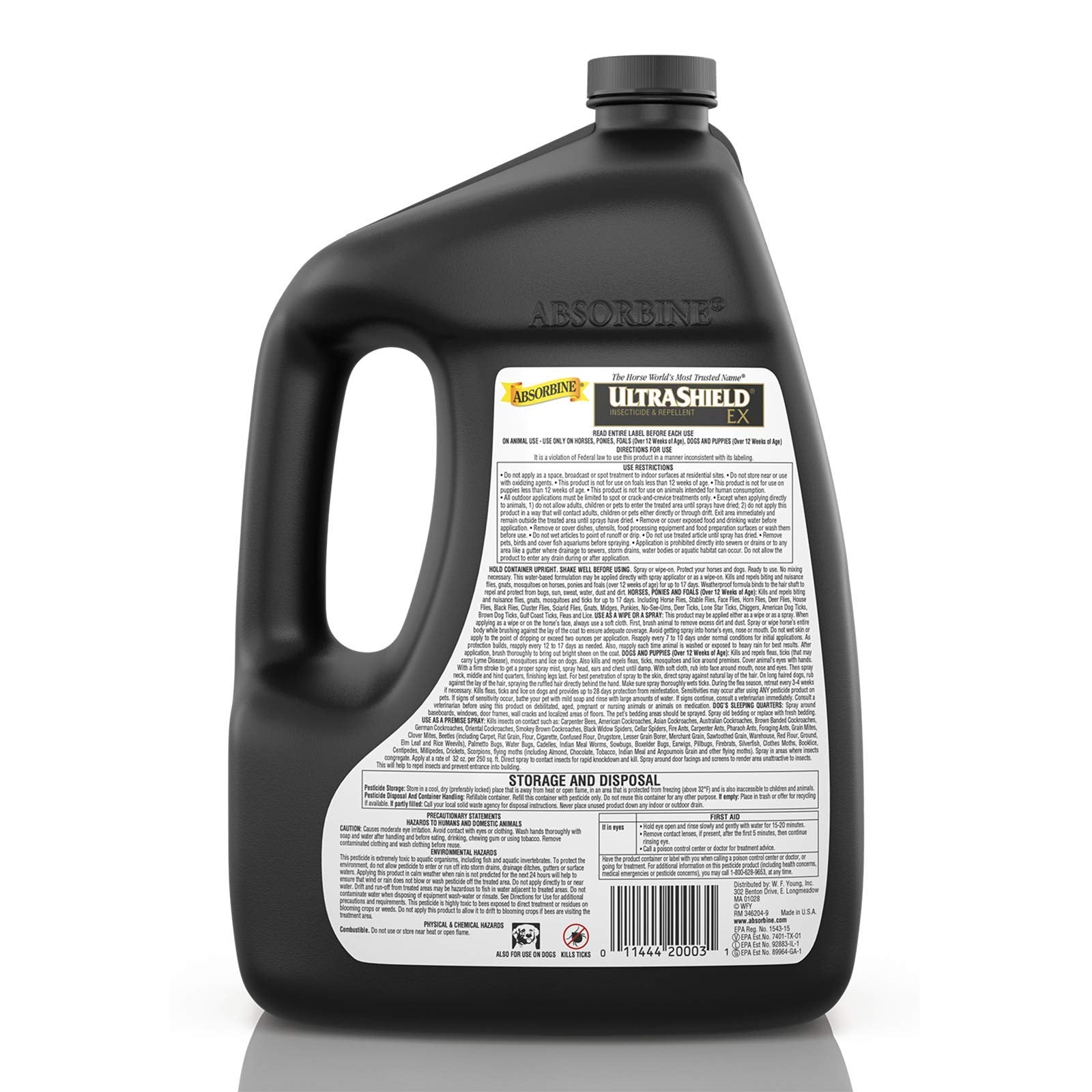 Absorbine being sprayed on a horse to reduce flies and ticks