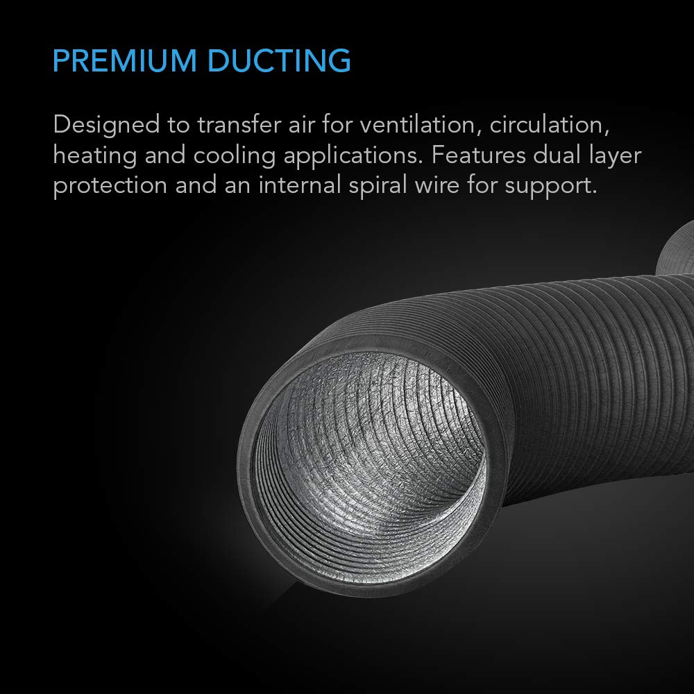 AC Infinity close-up of steel-wire spiral demonstrating flexibility and crush resistance