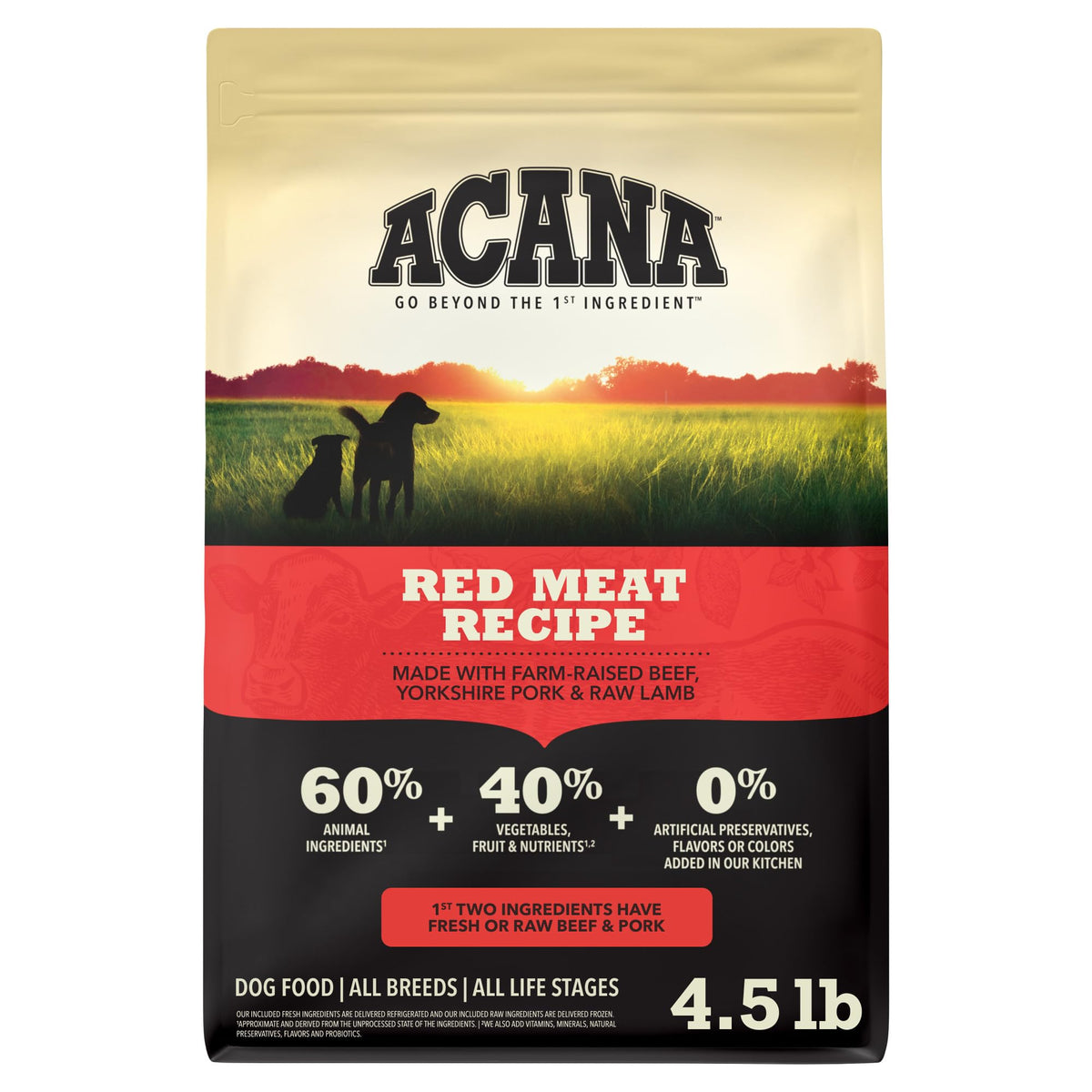 ACANA front packaging showing product identity and benefits