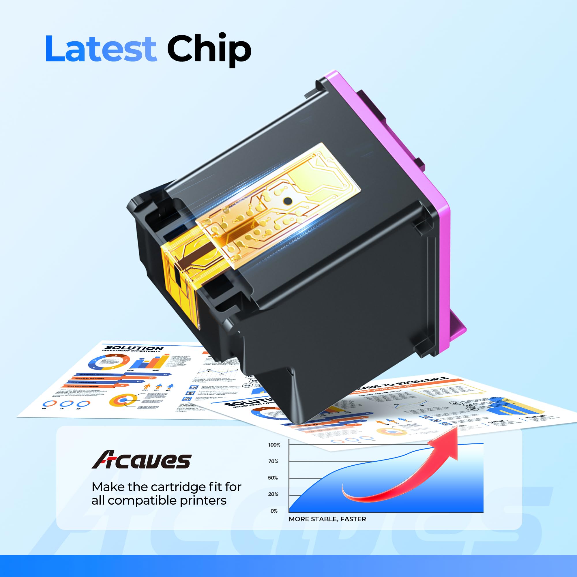 Acaves 67XL cartridge installed in HP printer demonstrating easy, tool-free installation