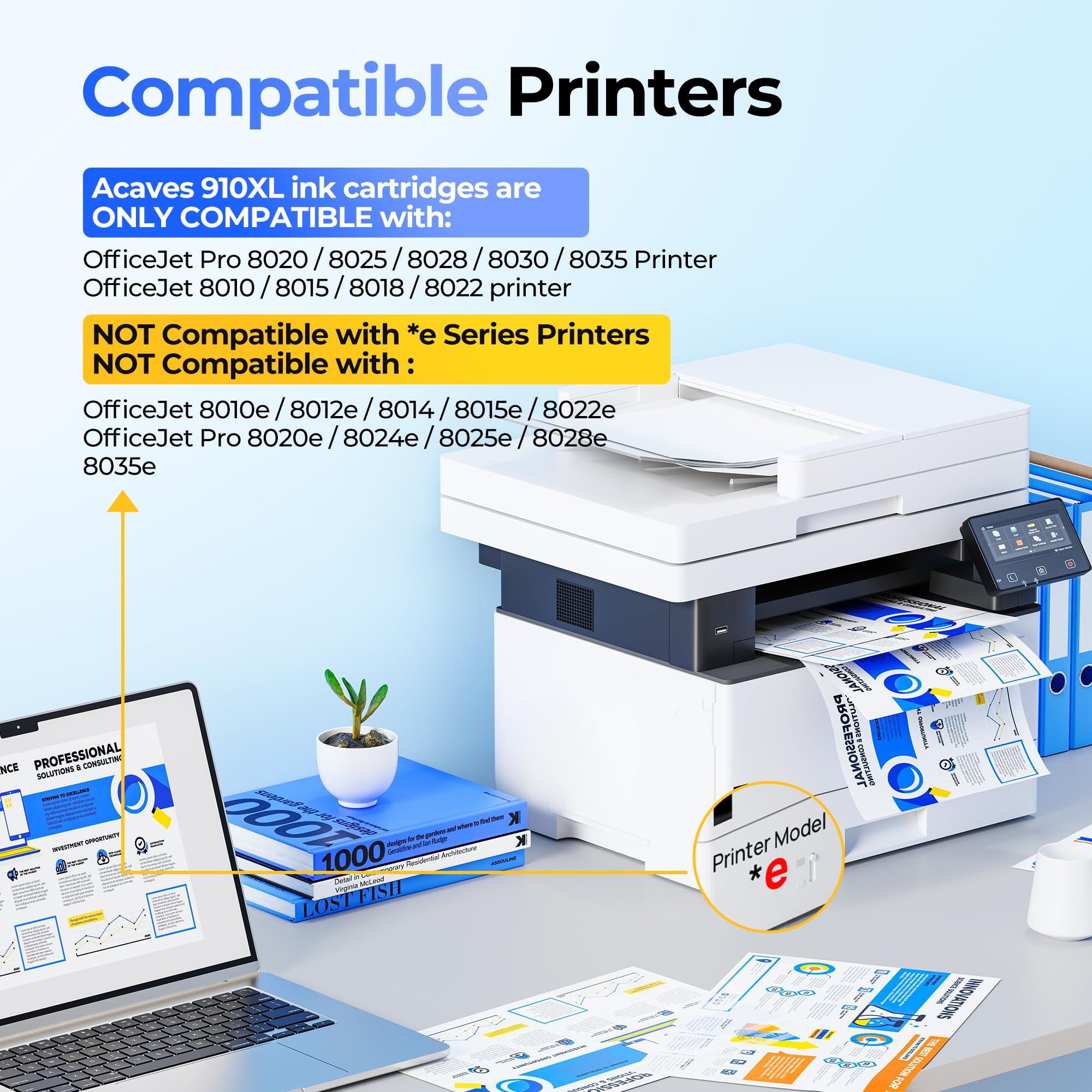 Acaves 910XL color cartridges arranged to show balanced color output
