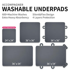 Accompagner pad on mattress showing 24x24 size for accurate scale and fit