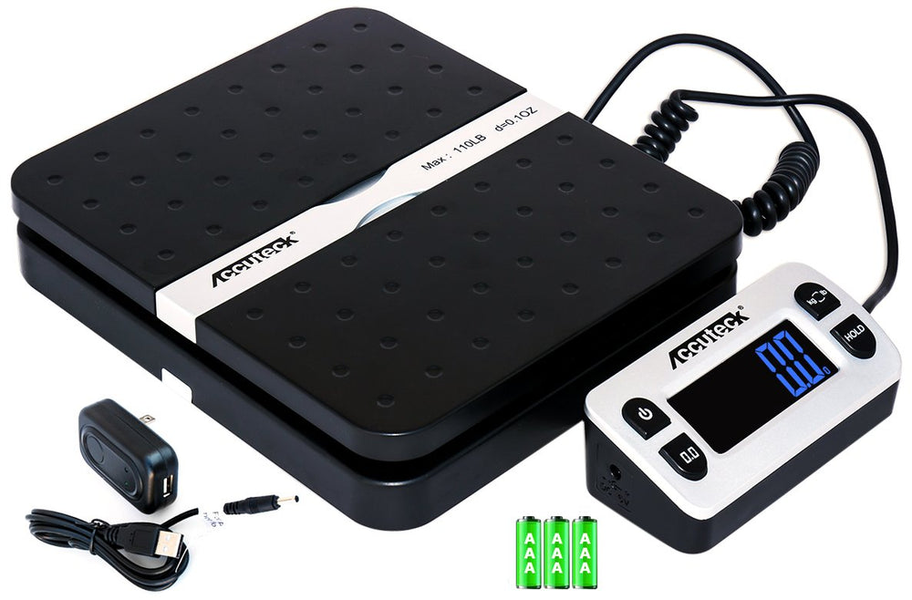 ACCUTECK front view of scale showing platform and modern design, improves workspace efficiency