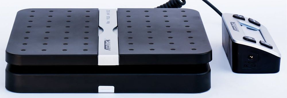 ACCUTECK scale weighing a large parcel in use to speed up shipping workflow