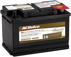 ACDelco Gold 48AGM top with terminals and label for easy correct installation
