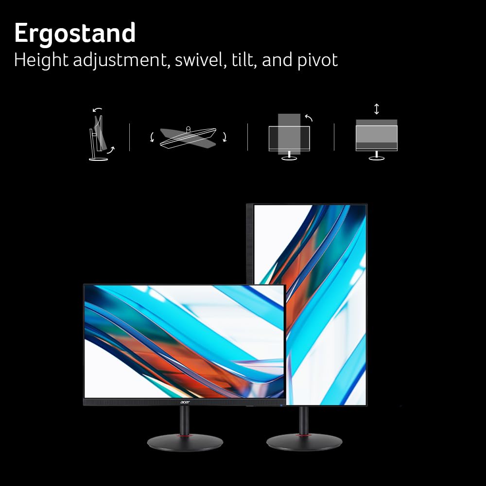 Acer Nitro XV272U ergostand height adjustment illustrating customizable viewing comfort
